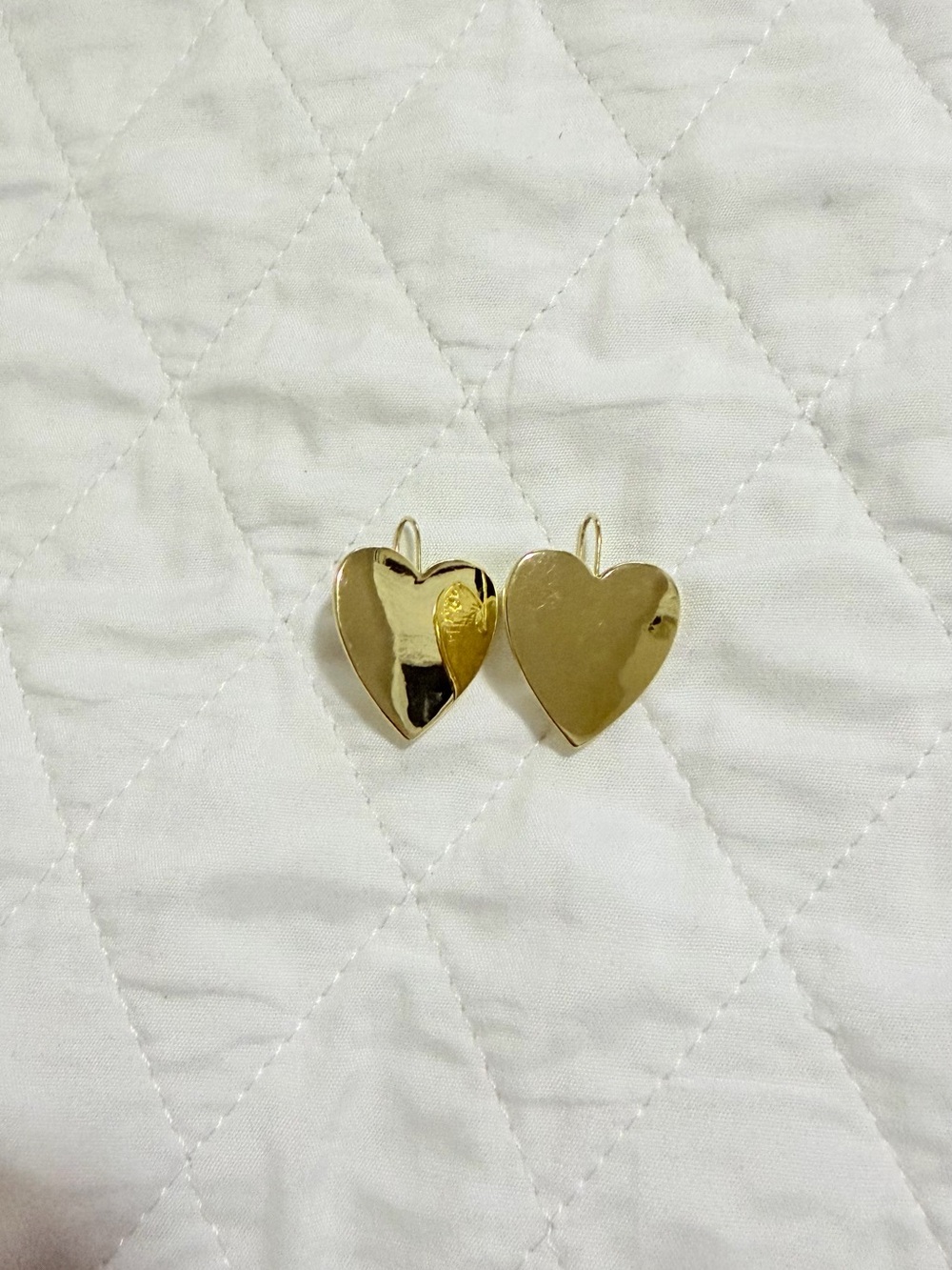 Gold Heart Drop Earrings - Polished Heart Dangle
